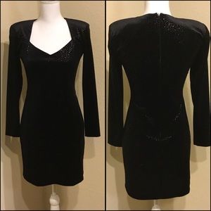 Betsy & Adam Black Velvet Dress Longsleeve